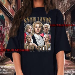 Retro Snow lands on top Vintage Distressed Unisex Heavy Cotton 90s Graphic Tee Shirt