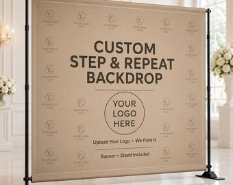 Custom Step and Repeat Backdrop with Stand, Personalized Logo Banner, Photo Booth Backdrop, Trade Show Event Display