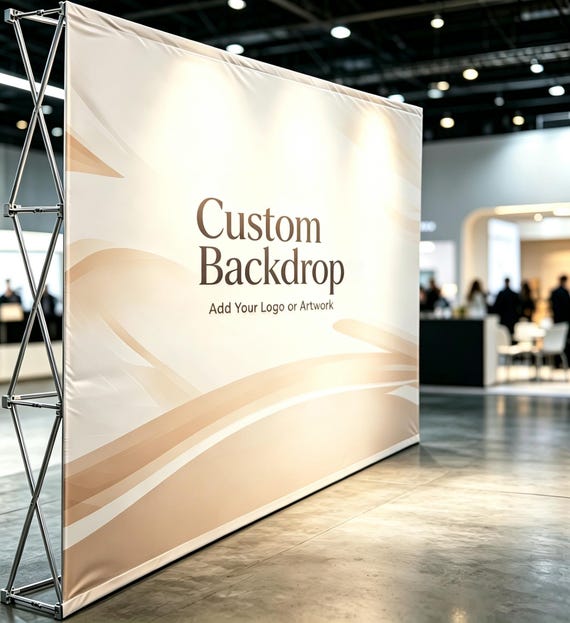 Custom Backdrop Stand 8x8 or 8x10, Personalized Step and Repeat Banner, Trade Show Display, Event Photo Backdrop