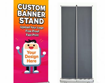 Custom Retractable Banner Stand 33.5x80, Roll Up Banner Display, Trade Show Booth Sign, Business Advertising Banner, Personalized Design