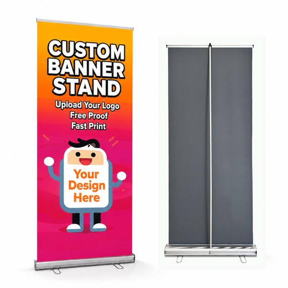 Custom Retractable Banner Stand 33.5x80, Roll Up Banner Display, Trade Show Booth Sign, Business Advertising Banner, Personalized Design