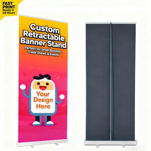 Retractable Banner Stand 33.5x80 with Printed Banner, Trade Show Display, Custom Roll Up Banner Stand for Business Promotion