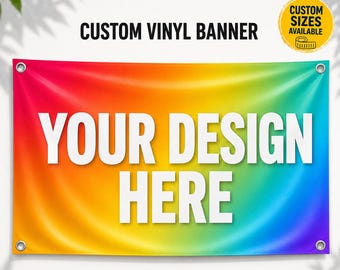 Custom Vinyl Banner with Grommets, 13oz Waterproof Outdoor Sign, Upload Your Logo or Design