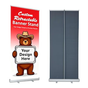 Vendor Booth Banner Stand 33.5x80, Custom Market Display Sign, Pop Up Shop Display, Small Business Roll Up Banner