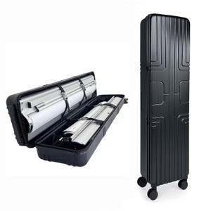 Rolling beursvitrine met wielen – beschermende transportkoffer voor intrekbare bannerstandaard (past op 33,5 x 80 displaysystemen)