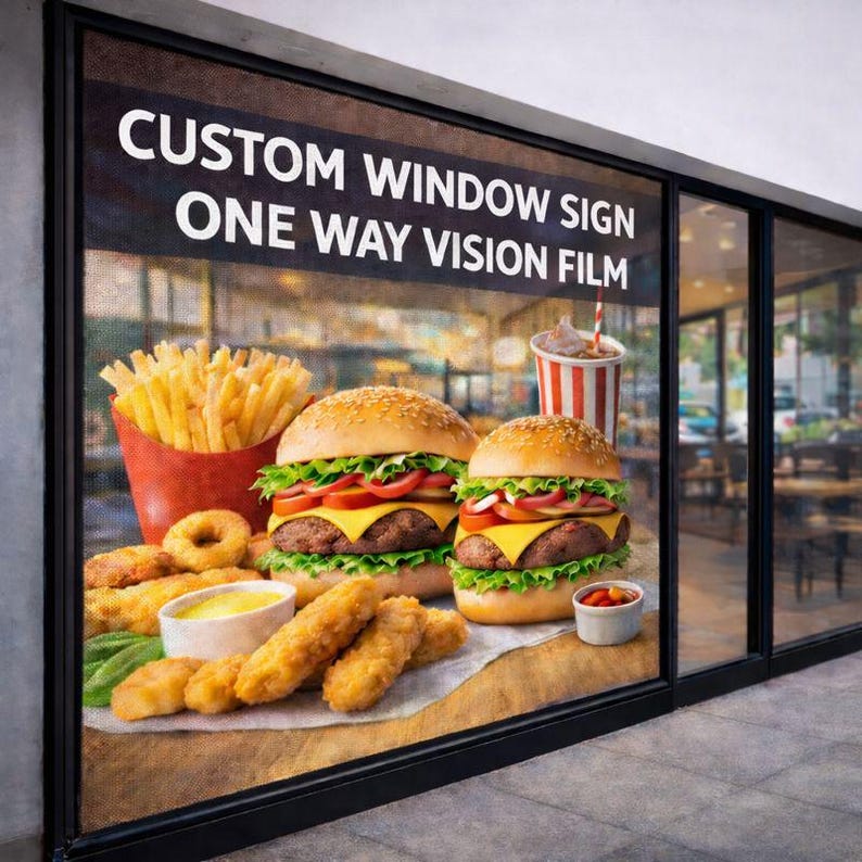 Custom Storefront Window Decal, One Way Vision Window Graphic, Business Logo Window Sticker, Perforated Vinyl Sign, Shop Window Advertising image 3