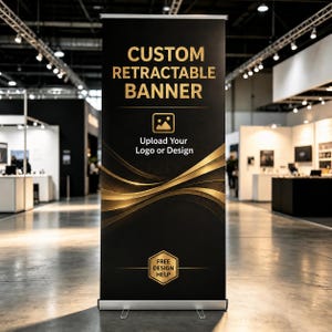 Heavy Duty Retractable Banner Stand 33.5x80, Trade Show Booth Display, Custom Roll Up Banner, Expo Business Sign