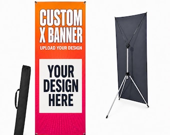 Custom Printed X Banner Stand, Portable Trade Show Display for Vendor Booths & Business Events