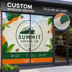 Custom One Way Vision Window Decal, Perforated Vinyl Window Graphic, Business Logo Storefront Sign, Privacy Window Film Sticker