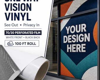 Perforated Window Vinyl Roll, 70/30 One Way Vision, White Front Black Back, 42/54/60in x 100ft