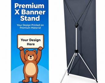Adjustable X Banner Stand with Custom Print, Portable Indoor Display, Lightweight Trade Show Sign, Vendor Booth Banner