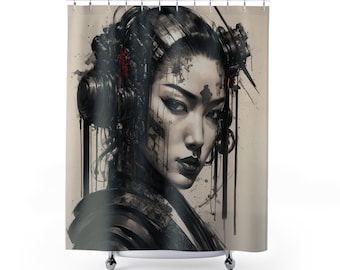 Unique Japanese Painting Woman Shower Curtain For Family For Adult