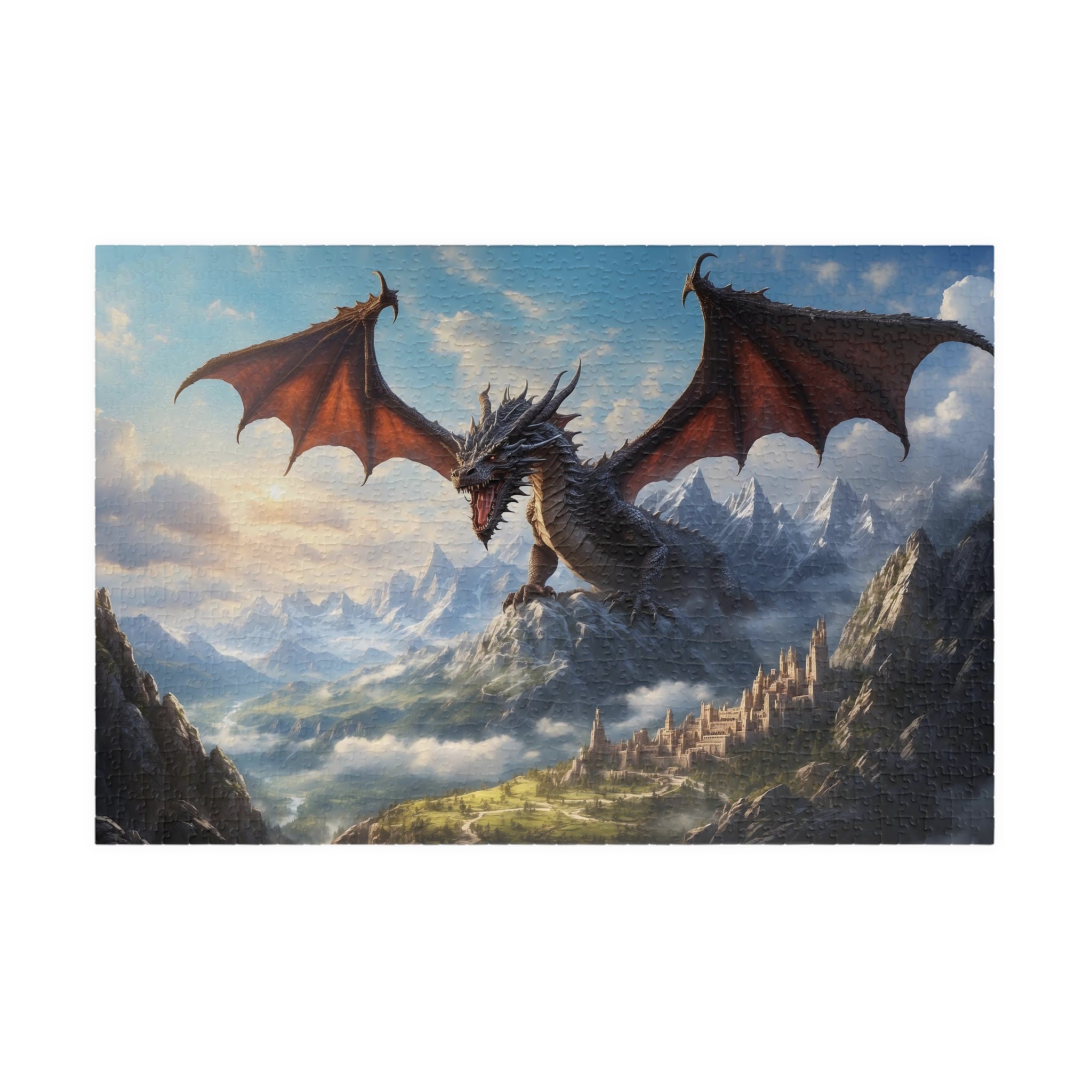 Epic Dragon Over Kingdom 1000-piece Puzzle for Adults, Teens, and