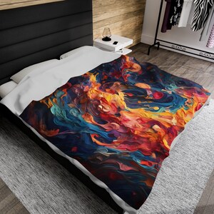 Vibrant Abstract Art Blanket for Adults - Cozy Artistic Throw Blanket Gift for Art Lovers