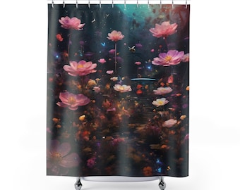 Einzigartiger Blumengarten-Duschvorhang, bunt für die Familie