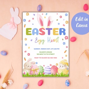 Easter egg Hunt Invitation Editable Easter invite Party with my peeps Easter Party Invitation Template Instant Download