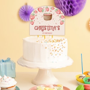 Erdbeer Cake Topper: Beere Geburtstag, DIY Party Dekoration (Digitaler Download)