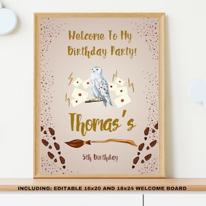 Wizard Welcome Board, Editable Wizard Welcome Sign, Magical Welcome Poster, Wizardry Birthday Party, Instant Download, Canva Template HP01