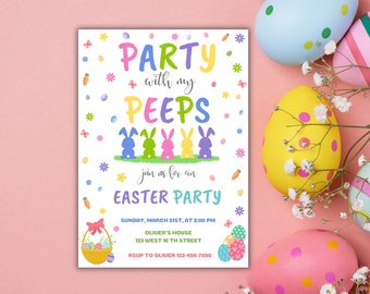 Editable Easter Egg Hunt Invitation, Party with my Peeps (Digital Download)