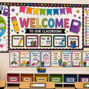 Classroom Decor Bundle with Editable Composition Notebook Theme Posters