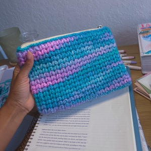 Mega Pouch | Handmade Crochet Zipper Pouch | Bible Study Essentials Bag | Quiet Time Organizer
