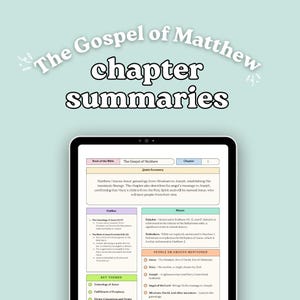 Gospel of Matthew Chapter Summaries | Chapter Summary Template | Bible Study Resource
