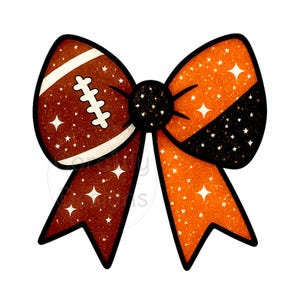 Football Bow Orange Black Sublimation Digital Download PNG Cheerleading Design