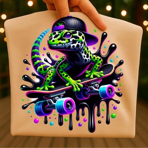 Leopard Gecko Sublimation Digital Download PNG Skateboard Reptile Design