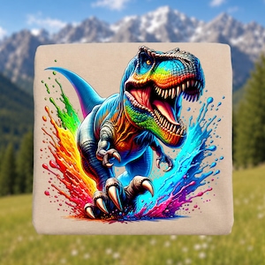 T-Rex 水彩昇華デジタルダウンロード PNG 恐竜デザイン