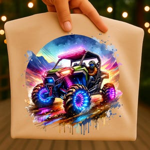 UTV Watercolor Sublimation Design: Kids Outdoors Four-Wheeler PNG (Digital Download)