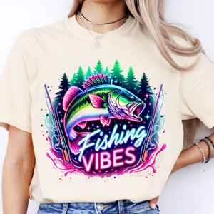Fishing Vibes Watercolor Sublimation Digital Download PNG Outdoors Design Gift for Someone Who Likes Fishing