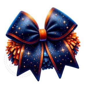 Cheer Navy Blue and Orange Sublimation Digital Download PNG Cheerleading Design