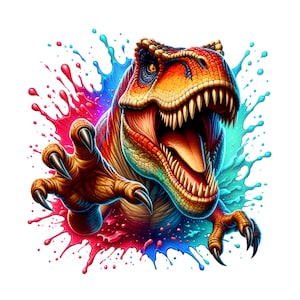 Descarga digital de sublimación de acuarela de dinosaurio PNG Diseño T-REX