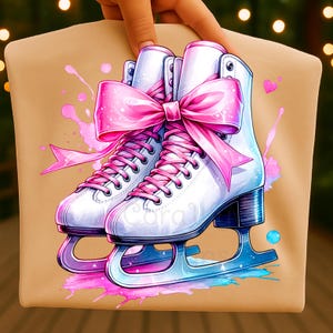 Schaatsen aquarel clipart: coquette bow png (digitale download)