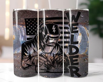 Welder 20 oz Skinny Tumbler PNG Digital Download