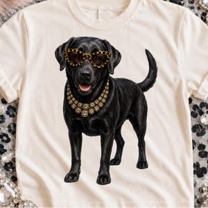 Glam Lab PNG | Dog Sublimation Design | Glasses & Rhinestone Necklace | Digital Download