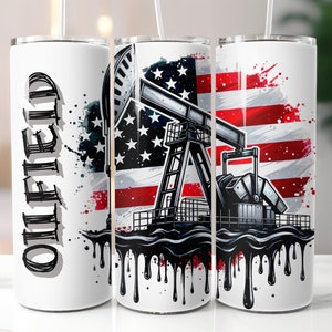 Oilfield Rig Watercolor 20 oz Skinny Tumbler Sublimation Digital Download PNG Design