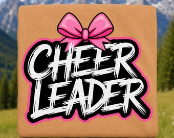 Cheer Pink Sublimation Digital Download PNG Cheerleader Bow Shirt, Logo, Game Design