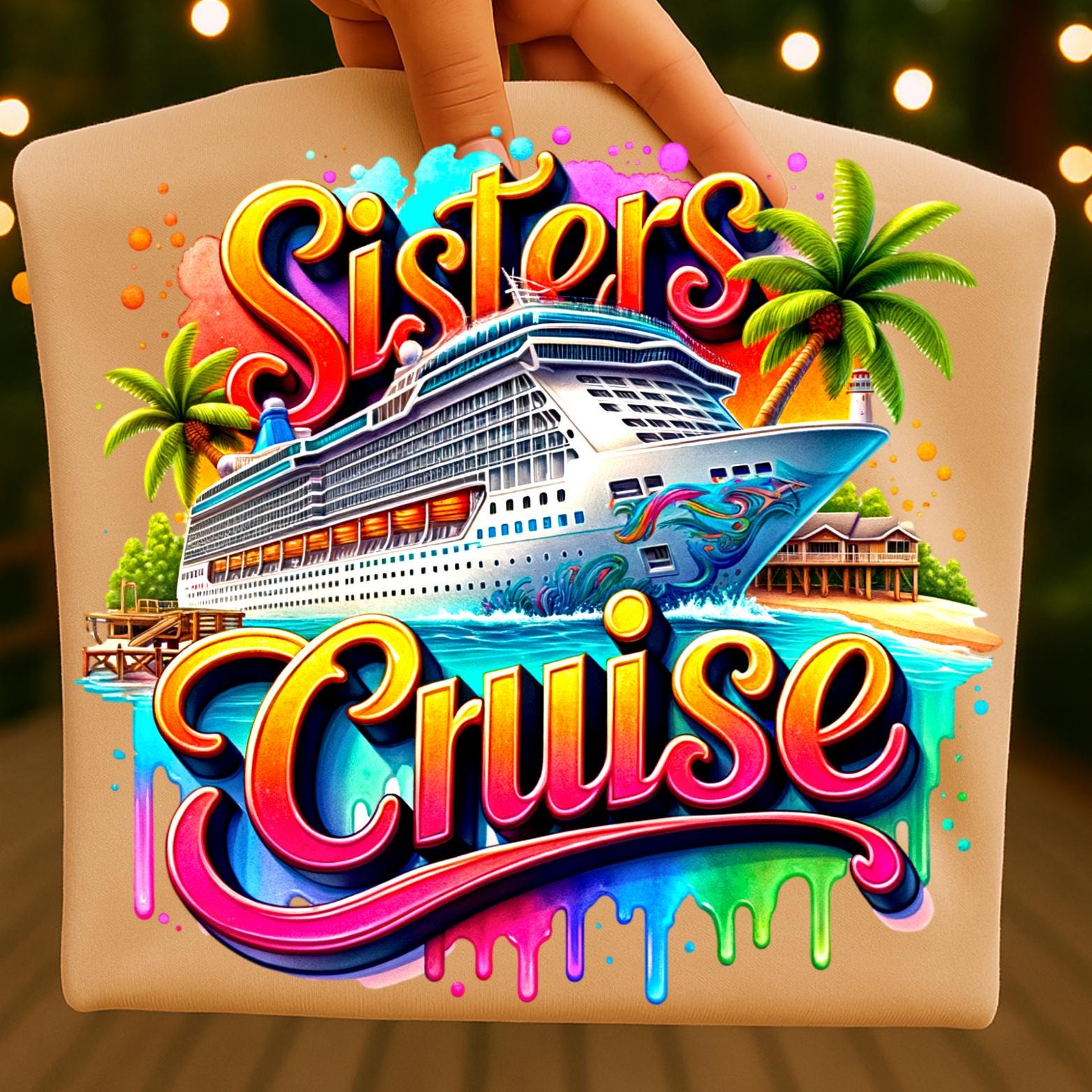 Sisters Cruise Watercolor Sublimation Digital Download PNG