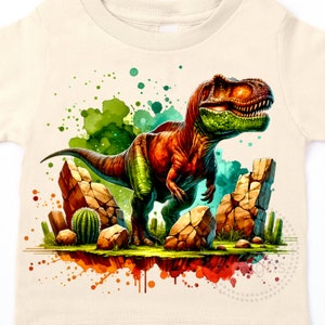 Diseño de camiseta PNG con sublimación de acuarela de dinosaurio T-Rex