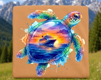 Cruise Sea Turtle PNG T-Shirt Digital Download Design