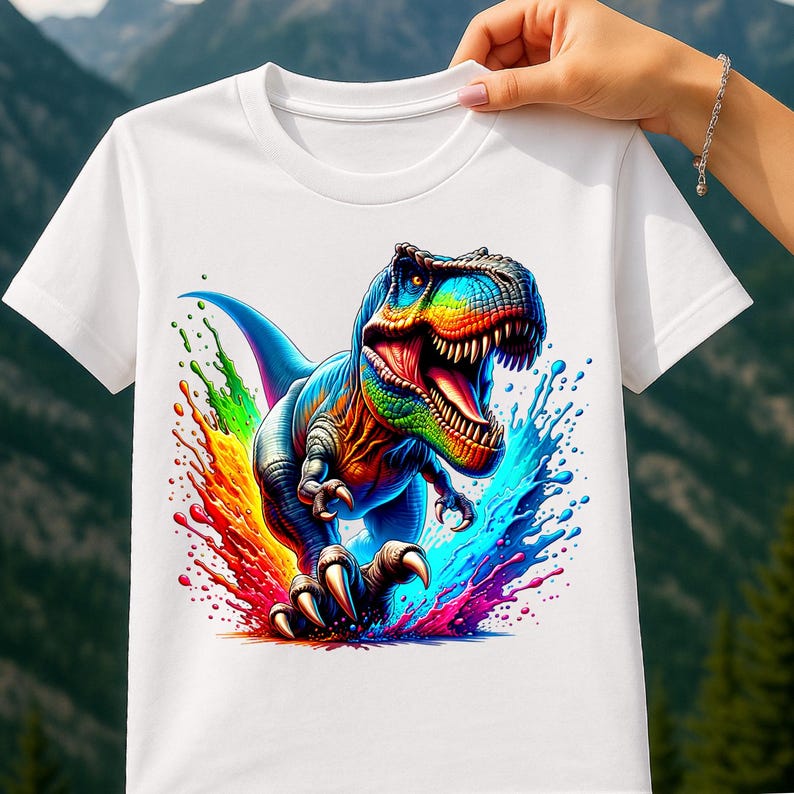 T-Rex Aquarell Sublimation Digitaler Download PNG Dinosaurier Design Bild 2