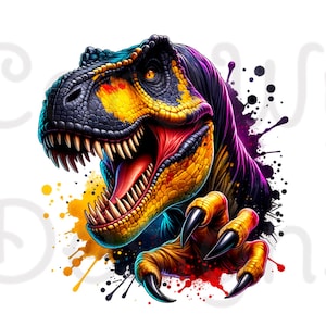 T-REX Sublimation Digital Download PNG Kids Dinosaurs Clip Art T-Shirt Cup Birthday Design