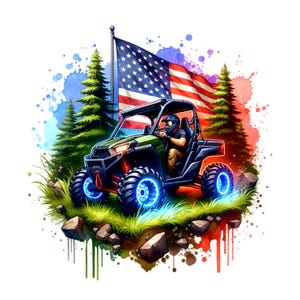 UTV Side by Side American Flag Sublimation Digital Download PNG ATV Outdoors Design