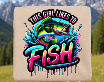 Cette fille aime pêcher PNG : conception de chemise de pêche (téléchargement numérique)