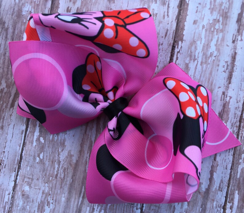 6\u201d Pink Minnie Mouse Hair Bow