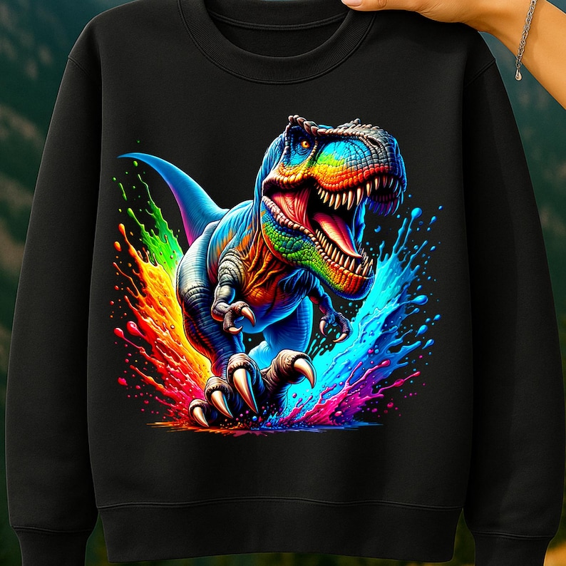 T-Rex Aquarell Sublimation Digitaler Download PNG Dinosaurier Design Bild 3