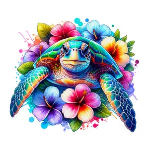Sea Turtle Sublimation Digital Download PNG Ocean Fish Beach T-Shirt, Cup, Sticker, Hat, Clip Art Design