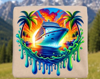 Cruise Ship Sublimation Digital Download PNG T-shirt Vacation Design