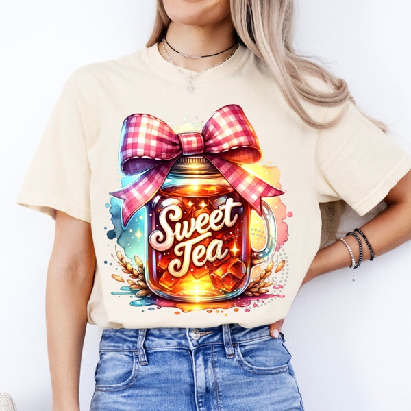 Coquette Bow Sweet Tea Watercolor Sublimation Digital Download PNG Design